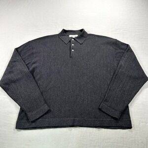 Joseph & Feiss Sweater Mens 2XL XXL Gray Merino Wool Blend Polo Knit